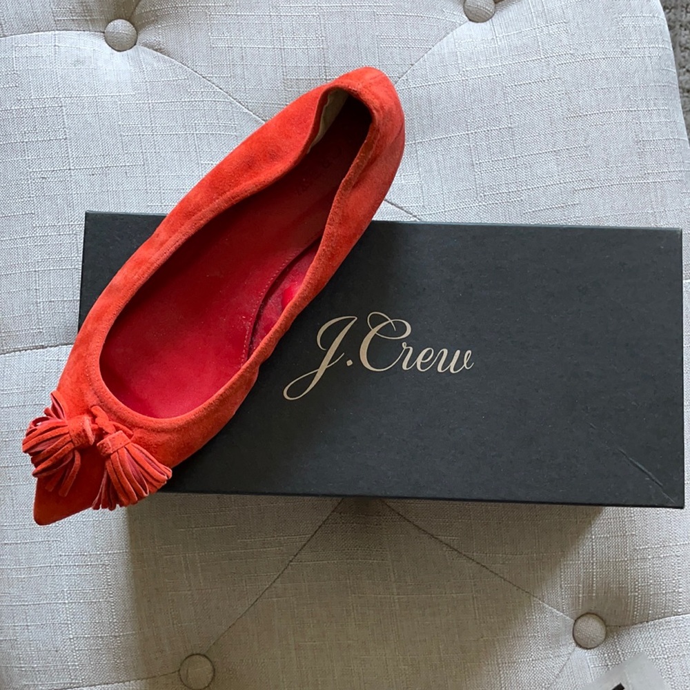 Like New! J. Crew Orange suede tassel flats